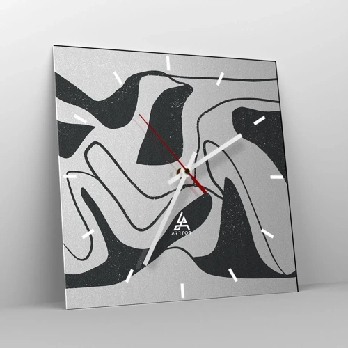 Vægur, Uret - Abstrakt leg i en labyrint - 40x40 cm