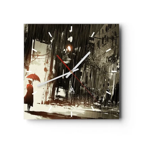 Vægur, Uret - Den røde paraplys poesi - 30x30 cm