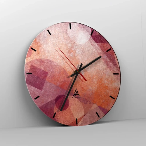 Vægur, Uret - Geometriske transformationer i pink - 30x30 cm