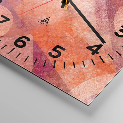 Vægur, Uret - Geometriske transformationer i pink - 30x30 cm