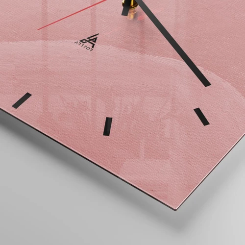 Vægur, Uret - Organisk komposition i pink - 40x40 cm