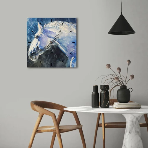 Vægur, Uret - Portræt i et blåt skær - 30x30 cm