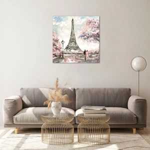 Billede på glas - April gåtur rundt i Paris - 60x60 cm