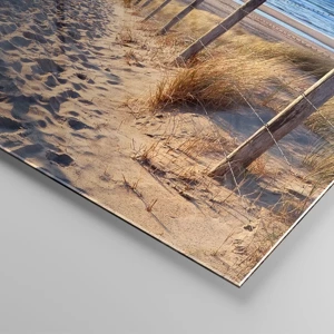 Billede på glas - Havet brummer, fuglene synger, en vild strand midt i græsset.... - 100x40 cm