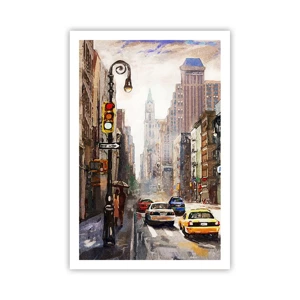 Plakat - New York - også farverig i regnvejr - 61x91 cm