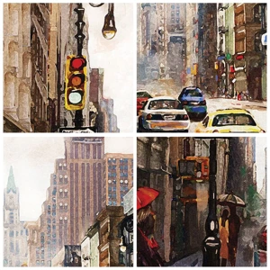 Plakat - New York - også farverig i regnvejr - 61x91 cm