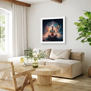 Plakat i hvid ramme - Flow af god energi - 60x60 cm