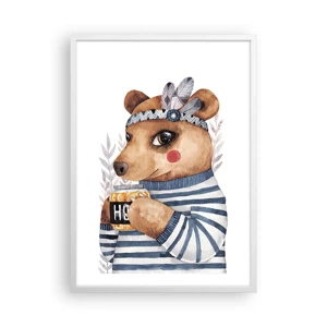 Plakat i hvid ramme - Søde bjørn - 50x70 cm