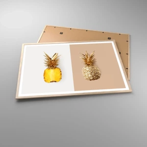 Plakat i ramme af lyst egetræ - Ananas til os - 100x70 cm