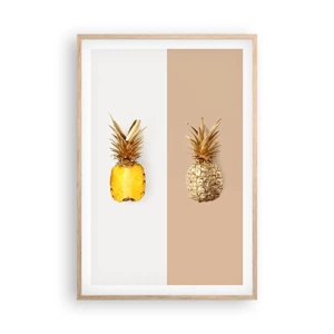 Plakat i ramme af lyst egetræ - Ananas til os - 61x91 cm