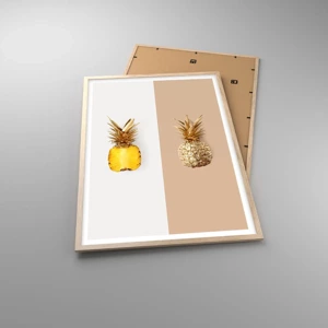 Plakat i ramme af lyst egetræ - Ananas til os - 61x91 cm