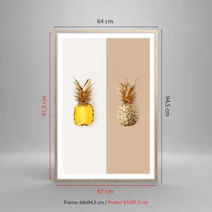 Plakat i ramme af lyst egetræ - Ananas til os - 61x91 cm