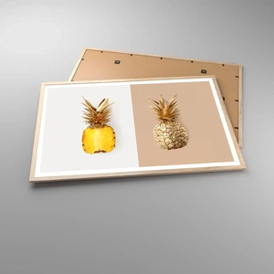 Plakat i ramme af lyst egetræ - Ananas til os - 91x61 cm