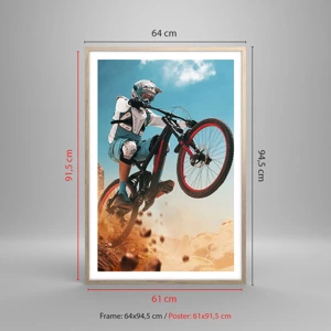 Plakat i ramme af lyst egetræ - Cykel-dæmonisk galskab - 61x91 cm