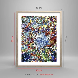 Plakat i ramme af lyst egetræ - Dråbe af farvet glas - 40x50 cm