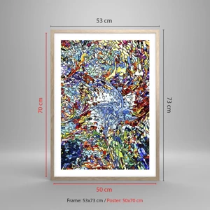 Plakat i ramme af lyst egetræ - Dråbe af farvet glas - 50x70 cm