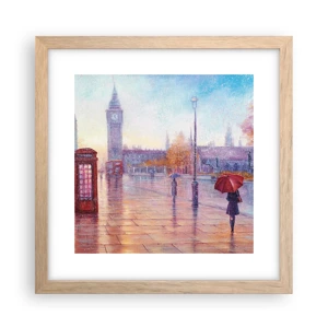 Plakat i ramme af lyst egetræ - En efterårsdag i London - 30x30 cm