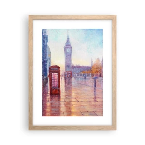 Plakat i ramme af lyst egetræ - En efterårsdag i London - 30x40 cm