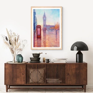 Plakat i ramme af lyst egetræ - En efterårsdag i London - 30x40 cm