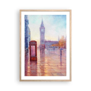 Plakat i ramme af lyst egetræ - En efterårsdag i London - 50x70 cm