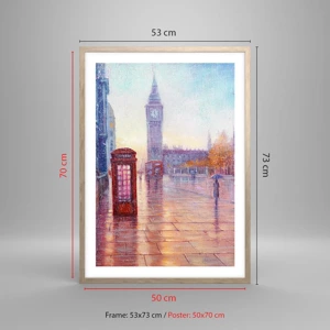 Plakat i ramme af lyst egetræ - En efterårsdag i London - 50x70 cm