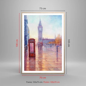 Plakat i ramme af lyst egetræ - En efterårsdag i London - 70x100 cm