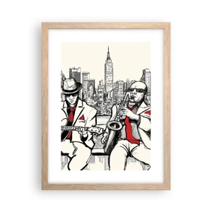 Plakat i ramme af lyst egetræ - New York improvisation - 30x40 cm