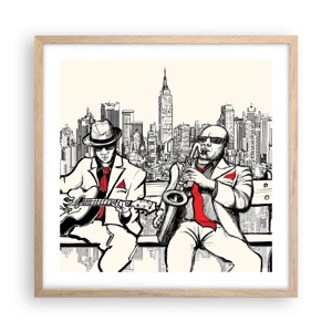 Plakat i ramme af lyst egetræ - New York improvisation - 50x50 cm