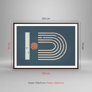 Plakat i sort ramme - Geometri på granatæble - 100x70 cm