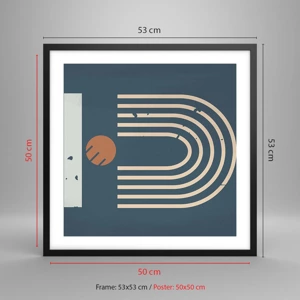 Plakat i sort ramme - Geometri på granatæble - 50x50 cm