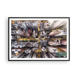 Plakat i sort ramme - Hilsner fra Hong Kong - 100x70 cm