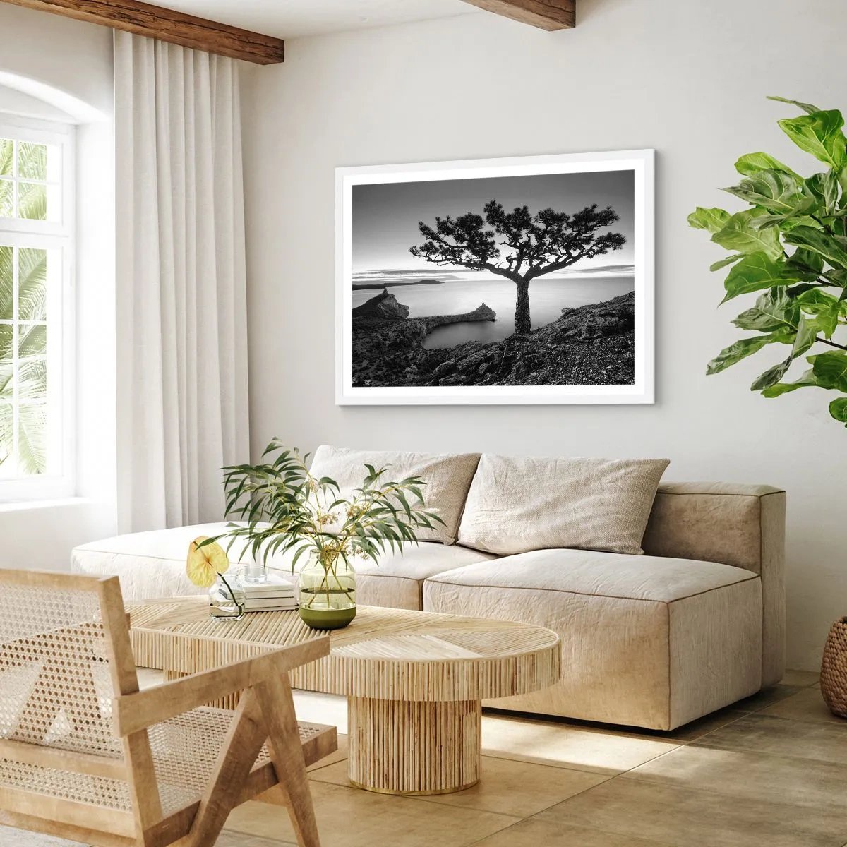 Plakat i hvid ramme - Fred hele vejen til horisonten - 50x40 cm