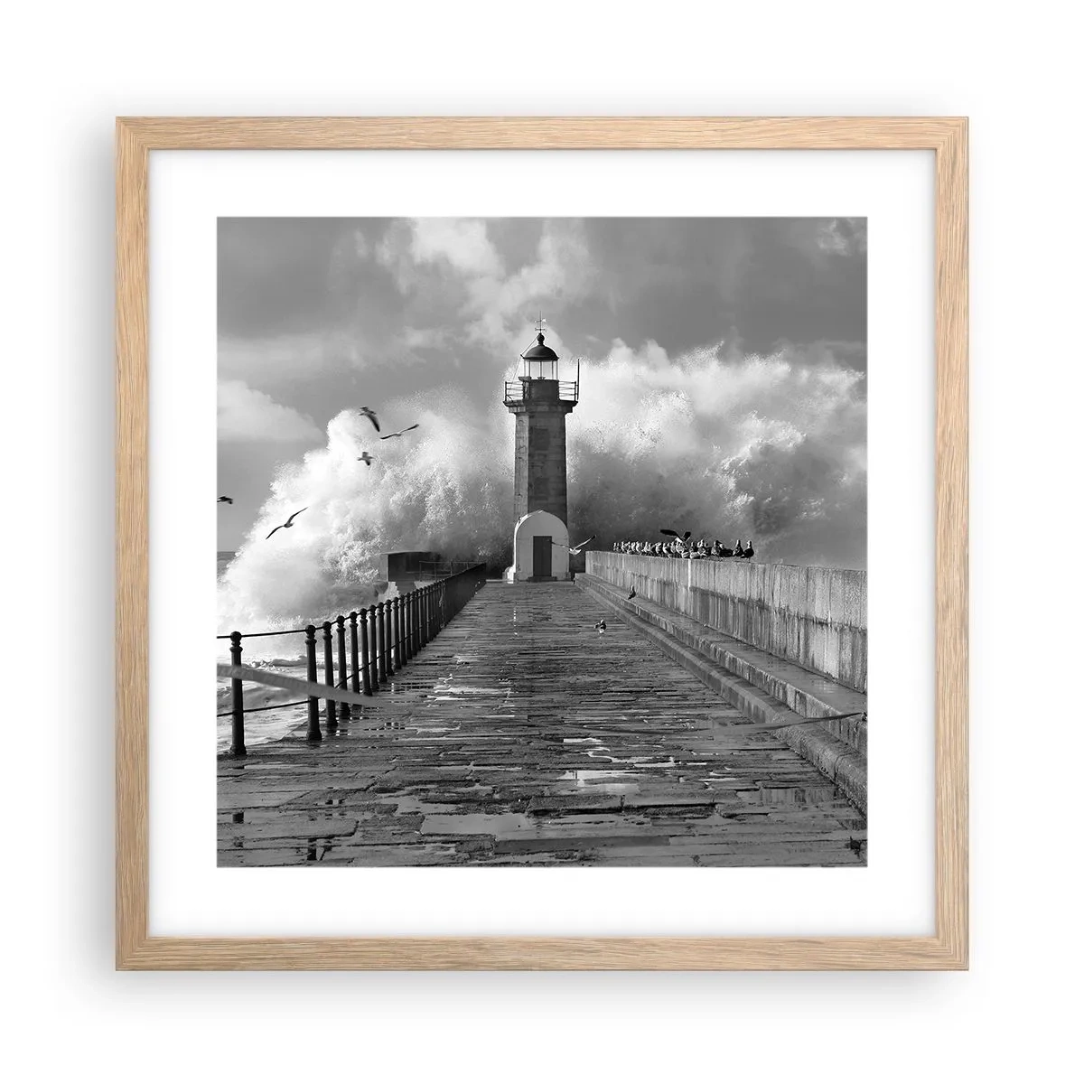 Plakat i ramme af lyst egetræ - Frygtløs - 40x40 cm