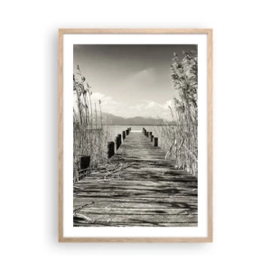 Plakat i ramme af lyst egetræ - I græssernes fred - 50x70 cm