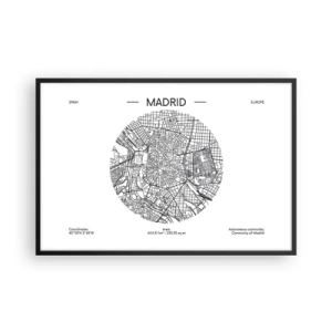 Plakat i sort ramme - Madrids anatomi - 91x61 cm