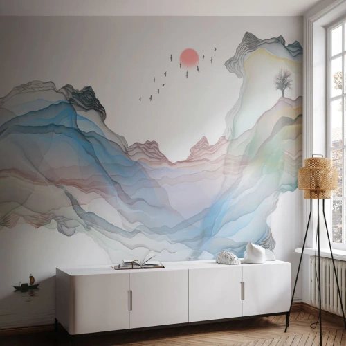 Fototapet Premium Canvas - Mod krystalbjergene - Abstraktion, Fantasi, Landskab - 250x175 cm