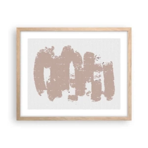 Plakat i ramme af lyst egetræ - Abstraktion i sart rosa - 50x40 cm