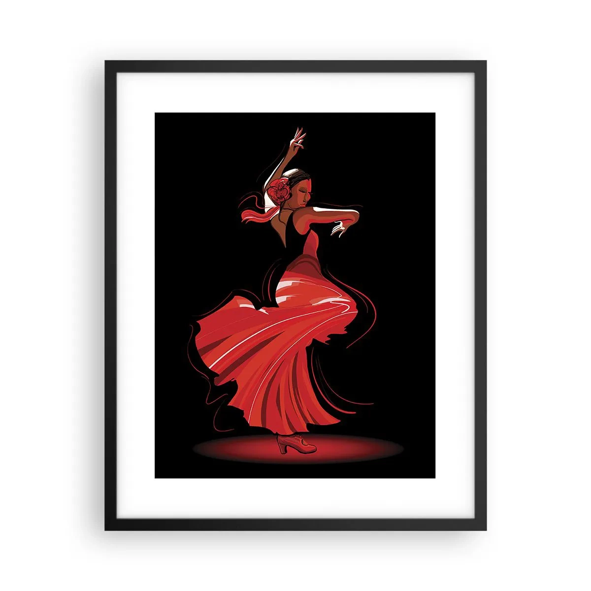 Plakat i sort ramme - Flamencoens brændende ånd - 40x50 cm