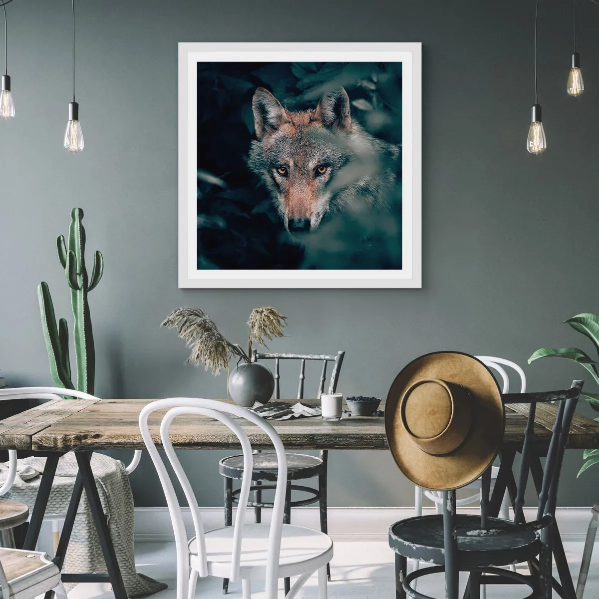 Plakat i hvid ramme - Jæger - 40x40 cm