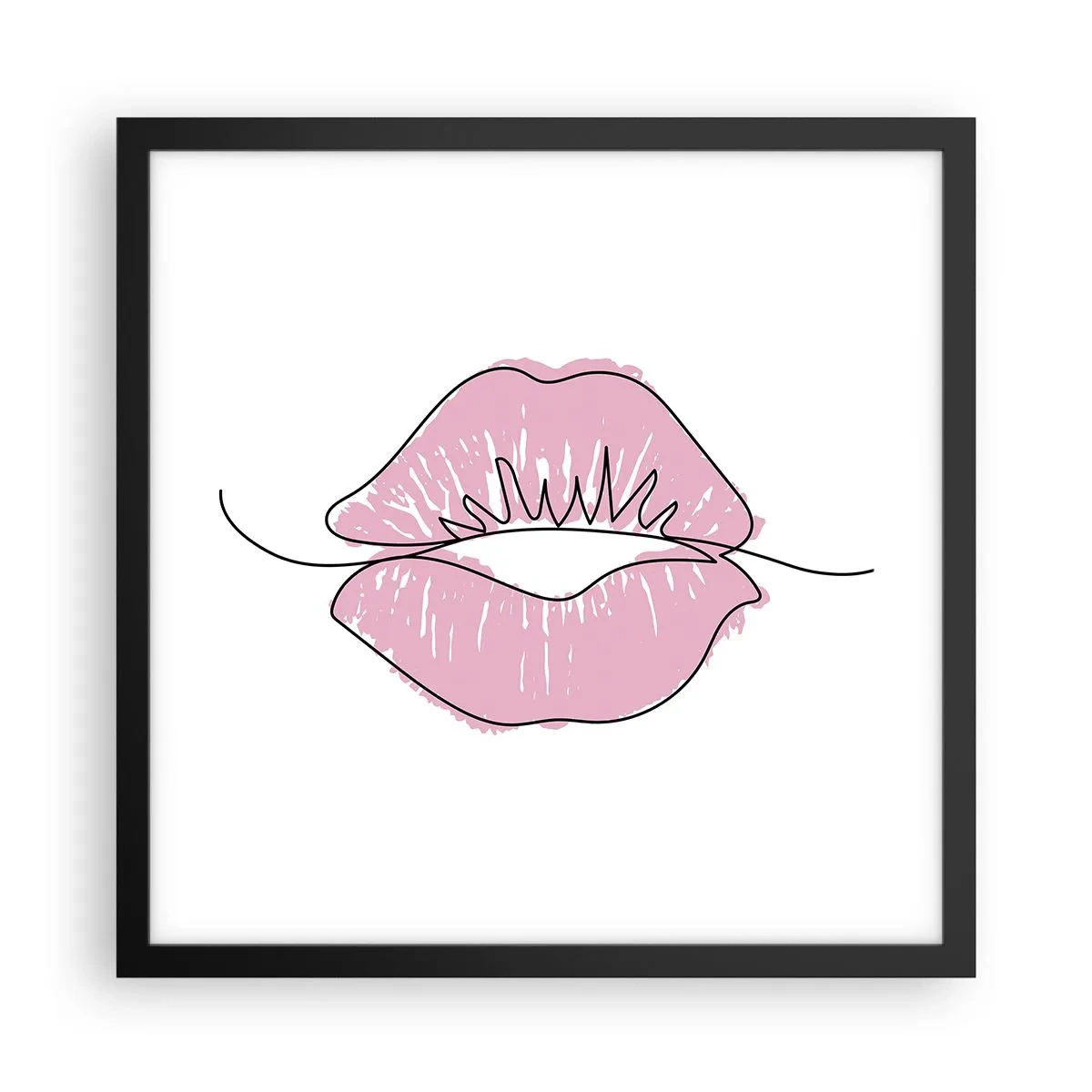 Plakat i sort ramme - Klar til at kysse? - 40x40 cm