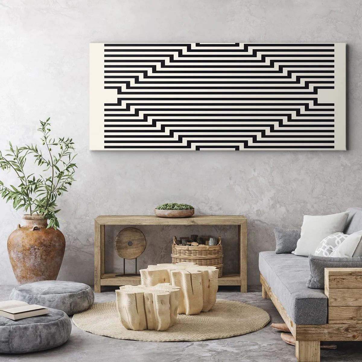 Lærredstryk - Billede på lærred - Geometrisk illusion - 100x40 cm