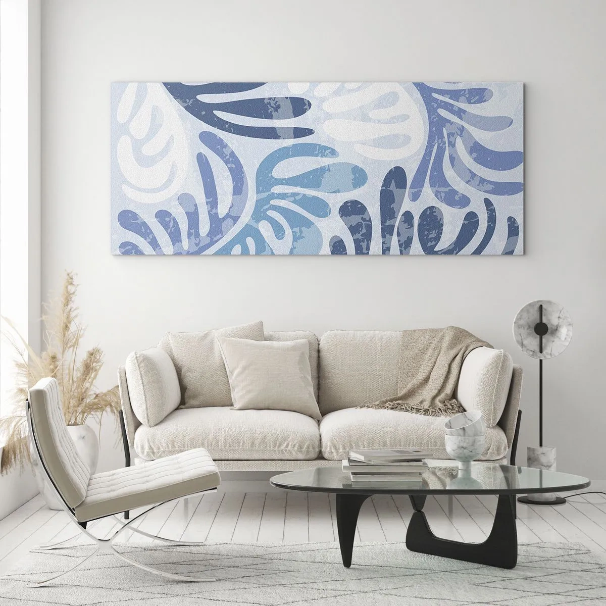 Billede på glas - Blå bregner - 160x50 cm