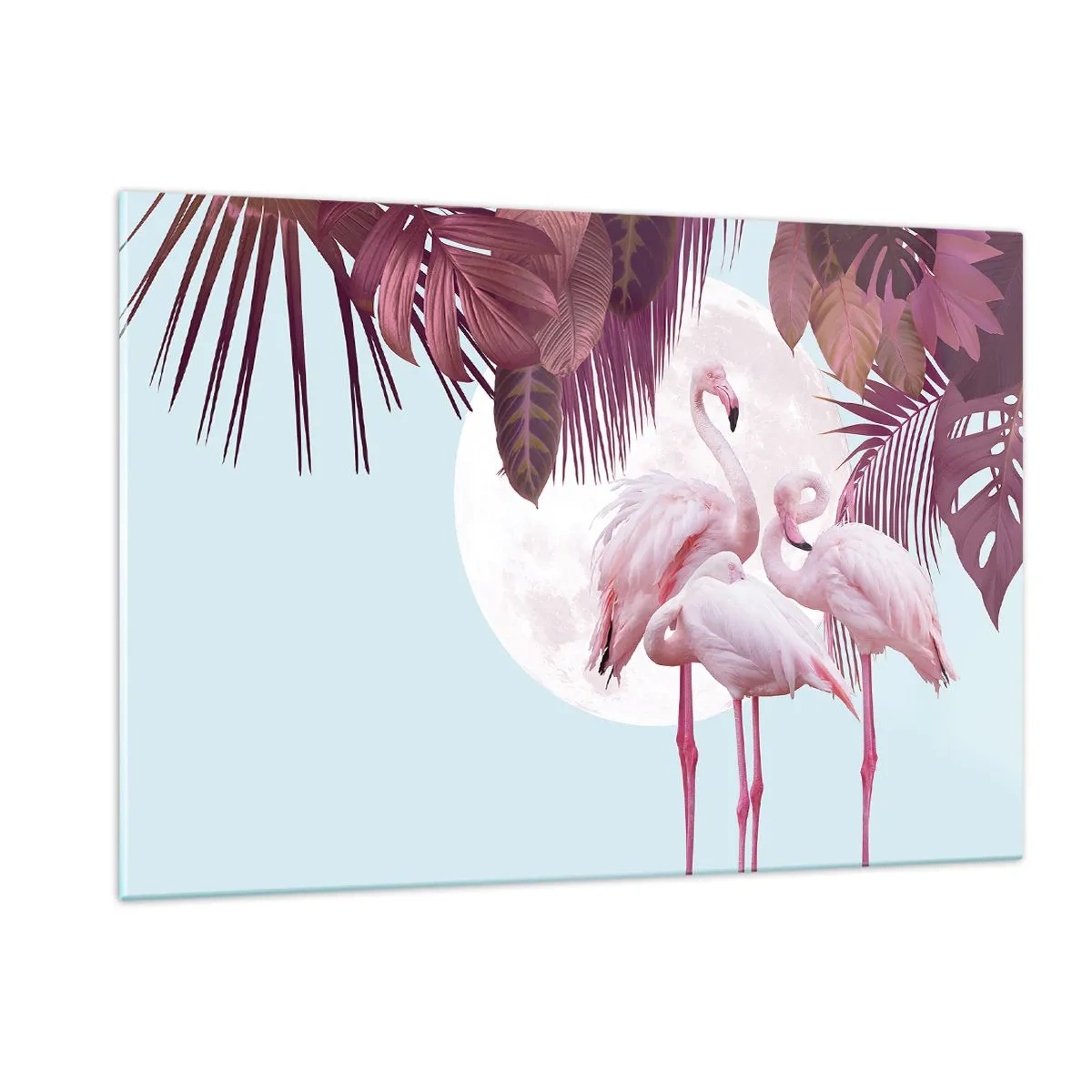 Billede på glas - Tre fugles ynde - 120x80 cm