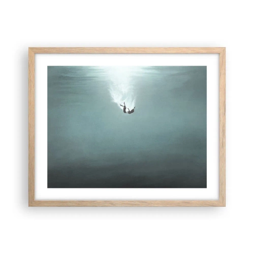 Plakat i ramme af lyst egetræ - I havets favntag - 50x40 cm