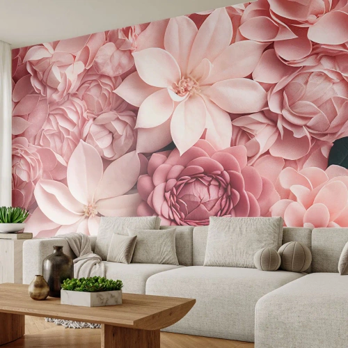 Fototapet på mål Premium Sand - I lyserøde kronblade - Blomster, Pastel, Lyse