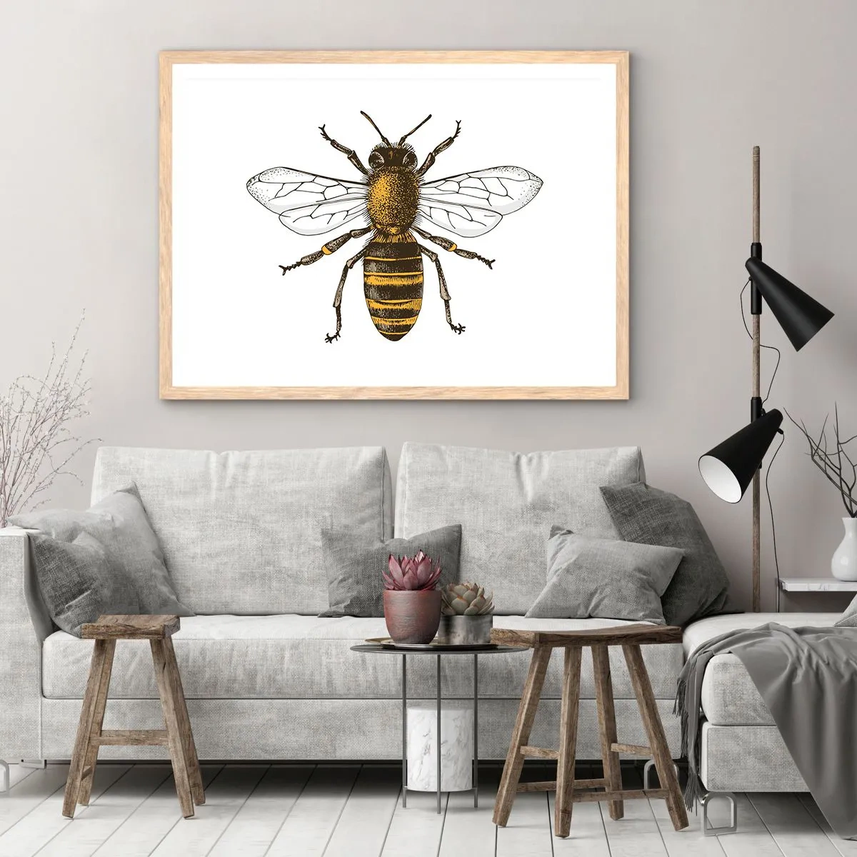 Plakat i ramme af lyst egetræ - Smuk og god - 50x40 cm