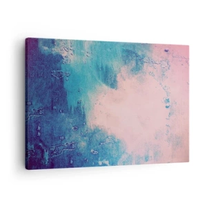 Lærredstryk - Billede på lærred - Abstrakt tekstur i nuancer af lyserød og blå - 70x50cm - Blå omfavnelse - Moderne vægdekoration til stue og soveværelse ARTTOR