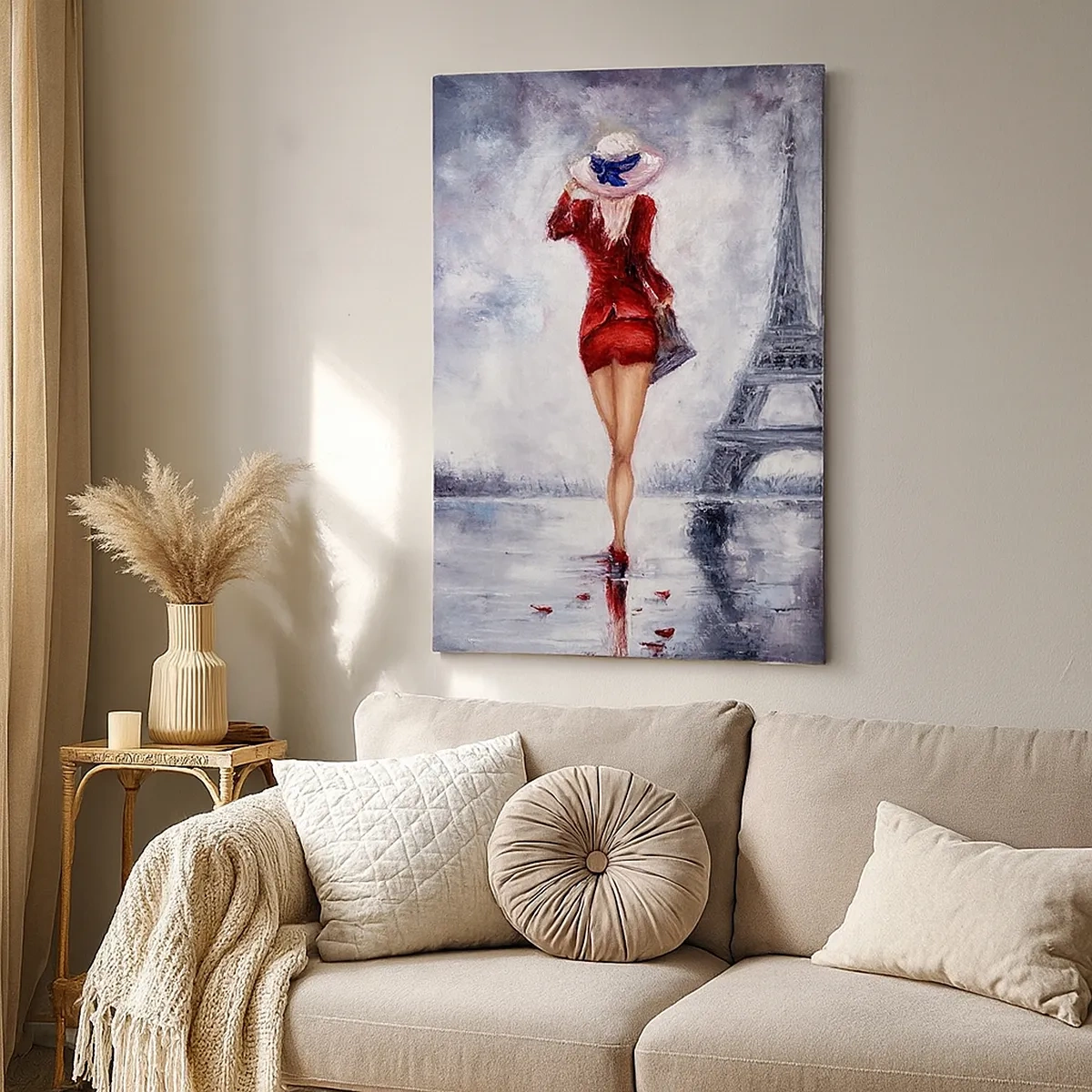 Lærredstryk - Billede på lærred - Parisiske symboler - 50x70 cm