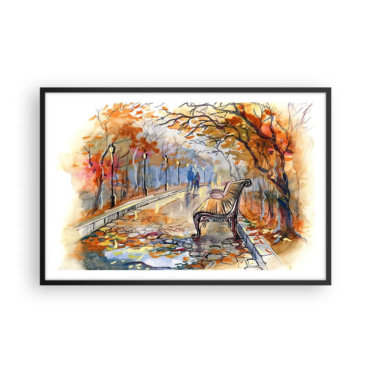 Plakat i sort ramme - Gå sammen ind i efteråret - 91x61 cm