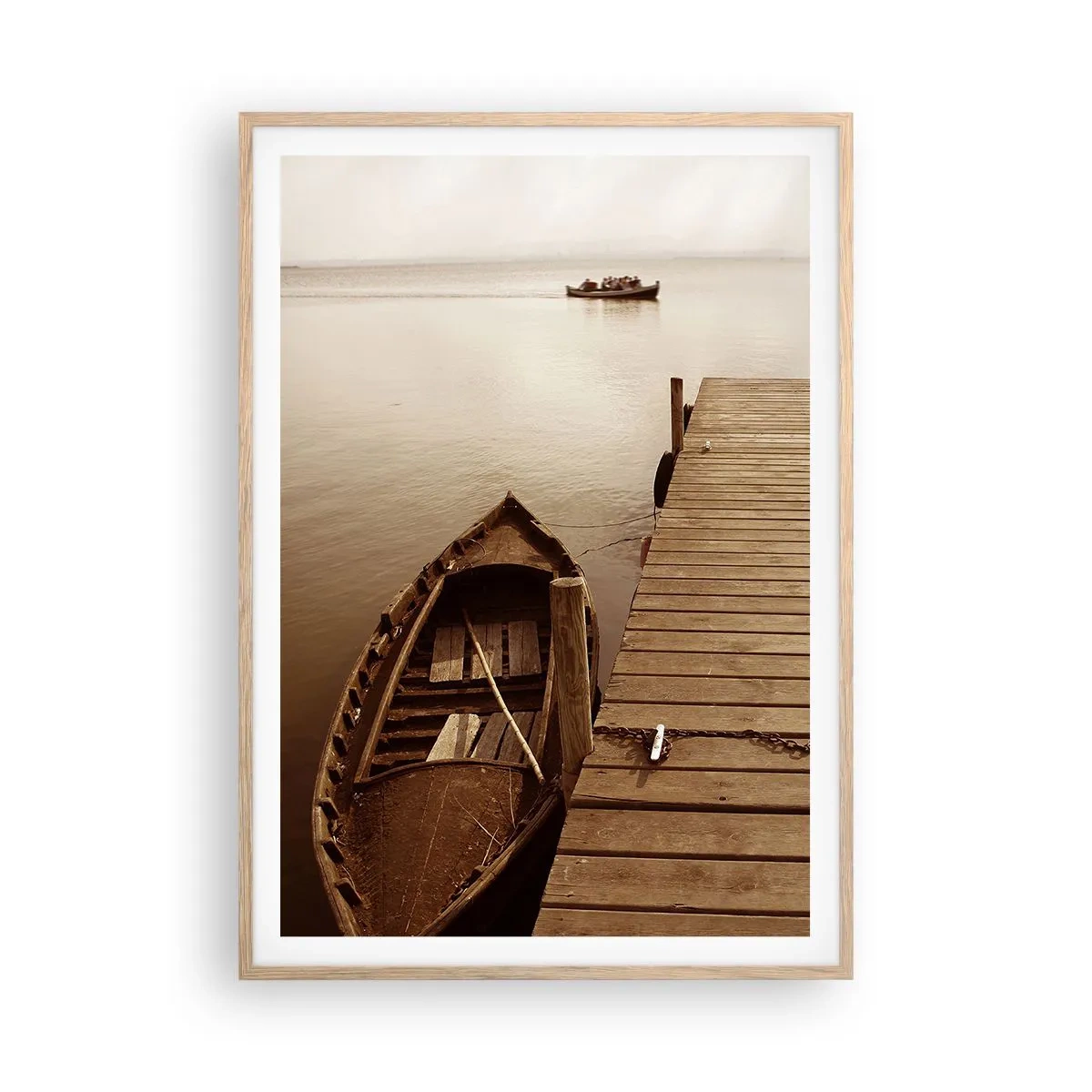Plakat i ramme af lyst egetræ - Stor fred - 70x100 cm